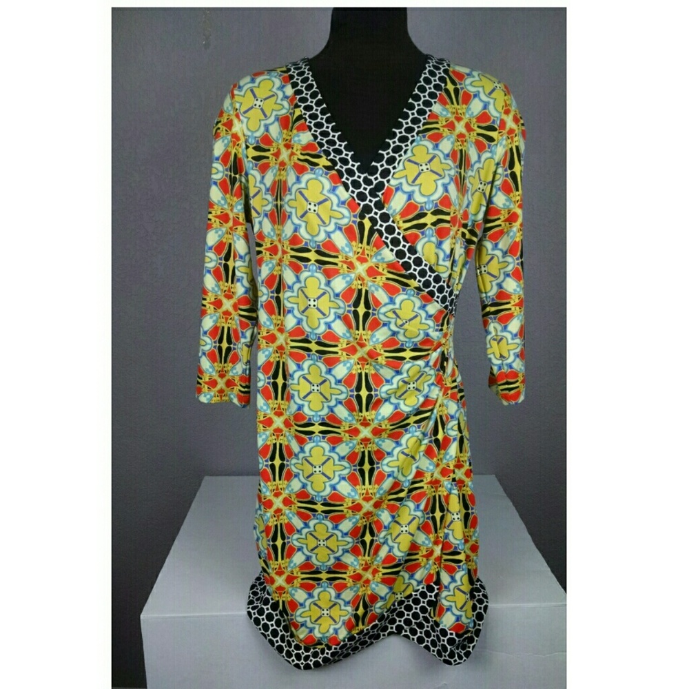 J McLaughlin For Dillards Dress Geo. Faux wrap